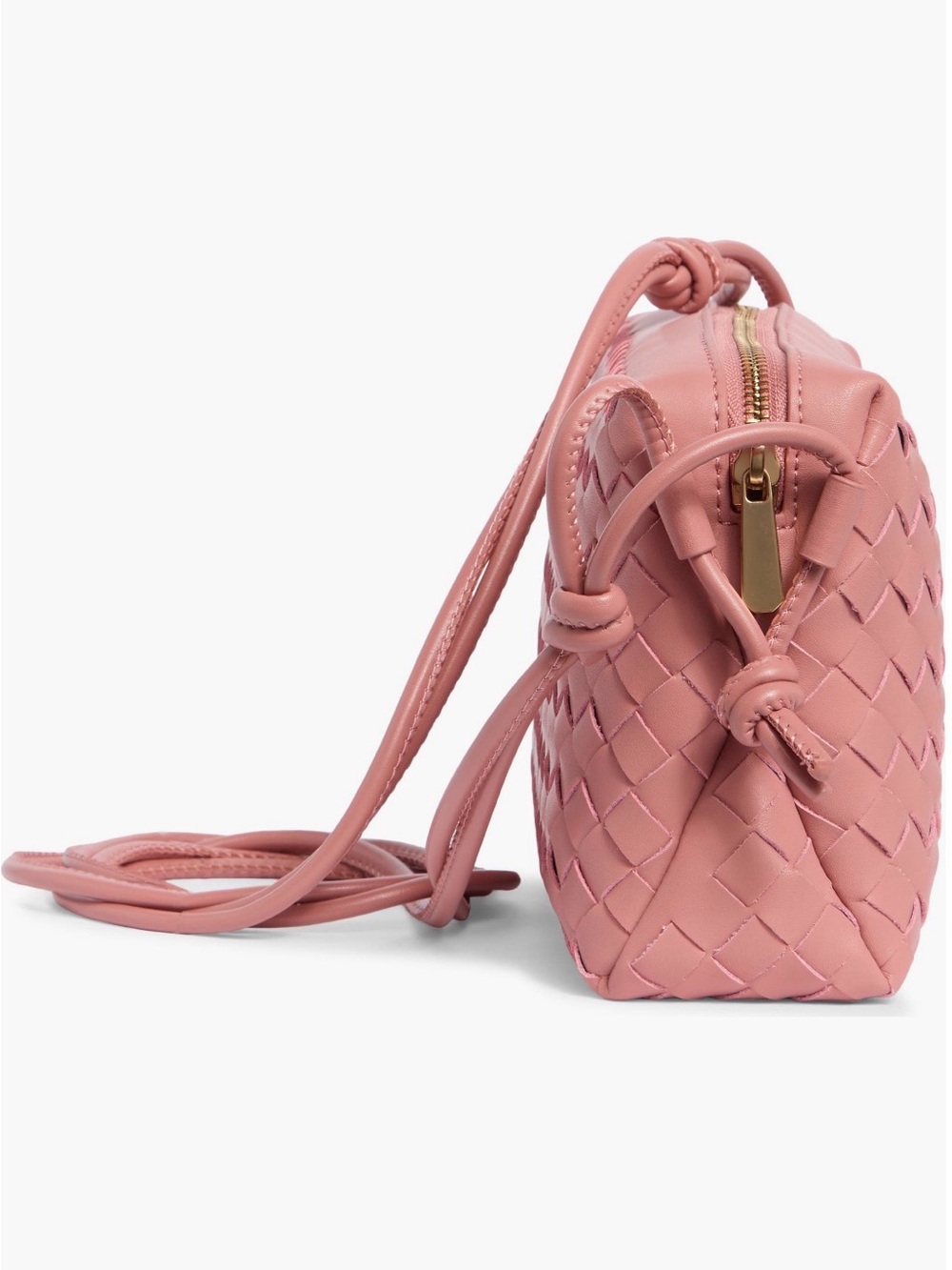 New! Sam Edelman Woven Soft Pink “Margo” Leather Crossbody Bag - Picture 3 of 16